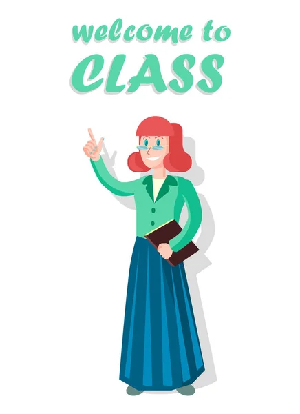 Üdvözöljük a Class a nő tanári Holding könyve. — Stock Vector