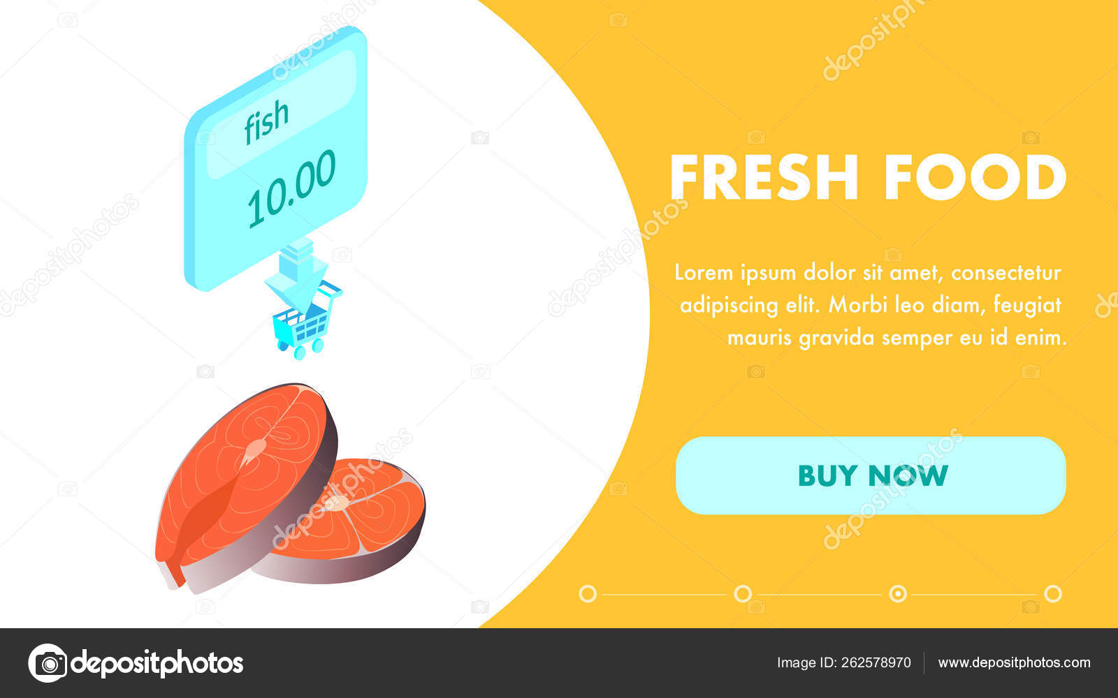 Fresh Seafood Purchase Landing Page Flat Template Stock Vector Image by