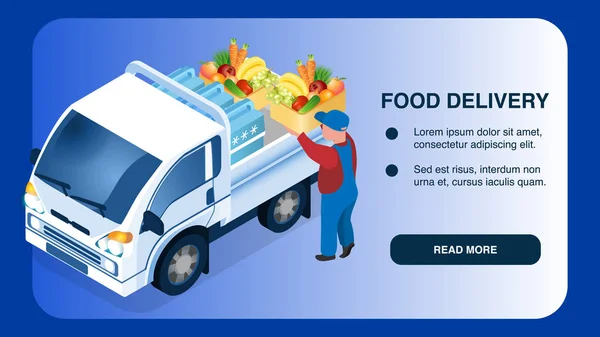 Modèle vectoriel de page de site Web de magasin de livraison de nourriture — Image vectorielle