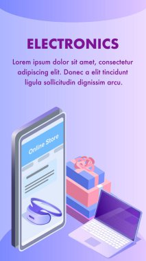 Gadget'lar Online Mağaza Isometrik El İlanı Şablonu