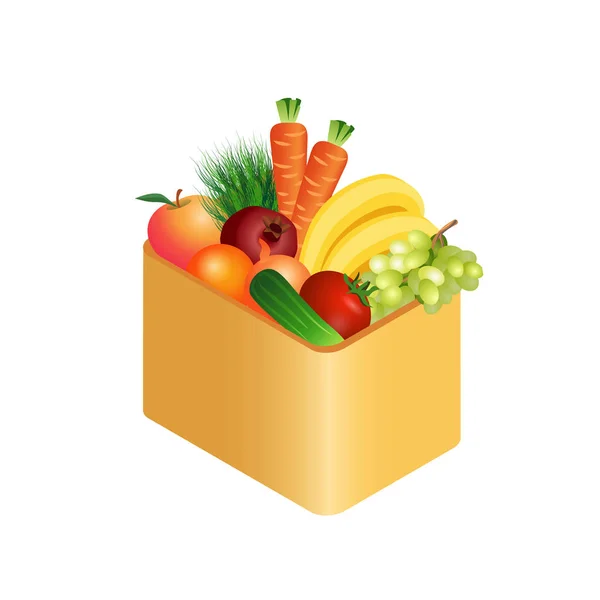 Frisches Gemüse in Schachtel realistische Illustration — Stockvektor