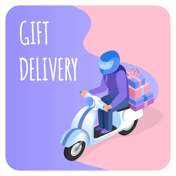 Snelle gift Delivery platte vector banner sjabloon — Stockvector