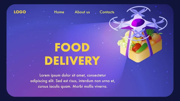 Fresh Food Delivery Website Modelo isométrico — Vetor de Stock