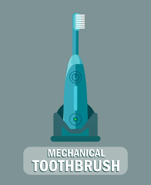 Mechanical, Electric Toothbrush Flat Illustration - Stok Vektor