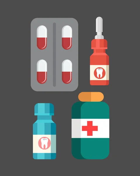 Set di illustrazioni vettoriali di prodotti farmaceutici — Vettoriale Stock
