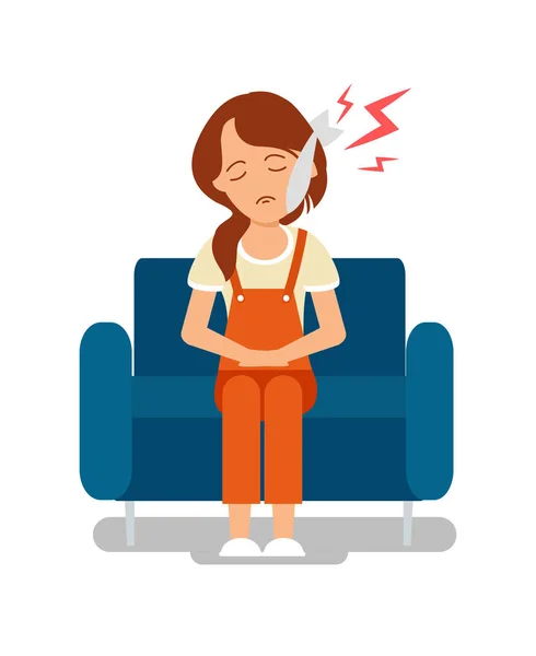 Young Woman with Toothache Vector Illustration — 스톡 벡터