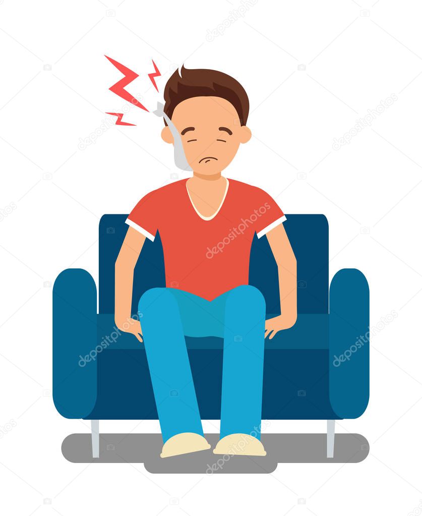 Guy Suffering from Toothache Vector Illustration