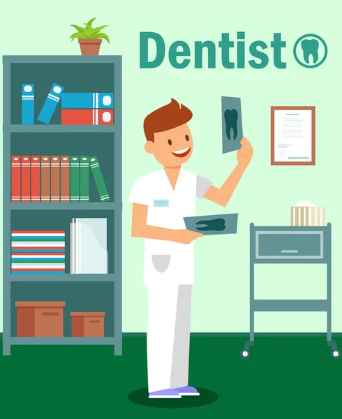 Dental Clinic, Dentistry Poster Vector Template — Stock Vector