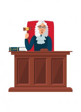 Ahşap Masa Düz İllüstrasyon oturan Yargıç