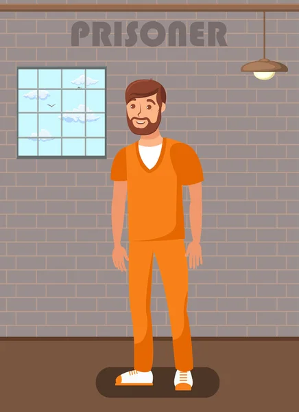 Jailed man in gevangenis cel platte poster sjabloon — Stockvector