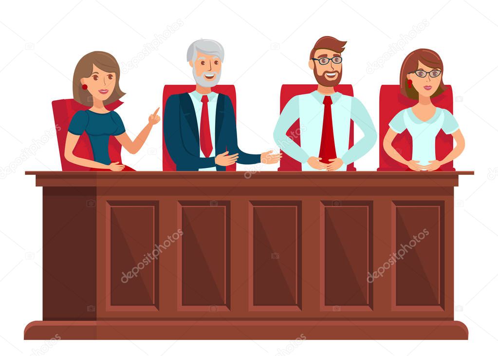 Jury Trial Representatives Vector Illustration