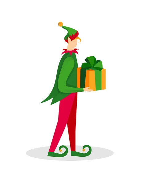 Carácter de Elfo de Navidad. Niño con traje verde . — Archivo Imágenes Vectoriales