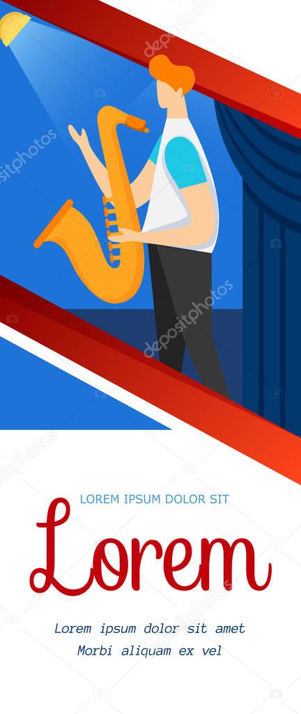 Faceless Character of Male Musician with Saxophone