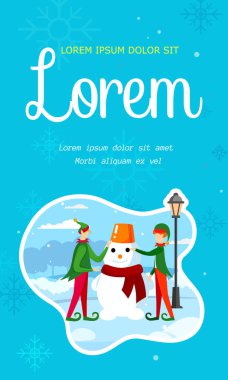 Kardan Adam Yapma Elfler Kostümleri Sevimli Çocuklar.