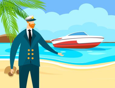 Şapka lı ve Üniformalı Kızıl Sakallı Denizci