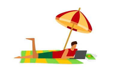 Meşgul Genç Adam Freelancer Uzaktan Laptop Çalışma