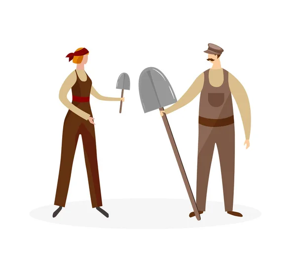 Персонажі чоловіків і жінок сільськогосподарських працівників . — стоковий вектор