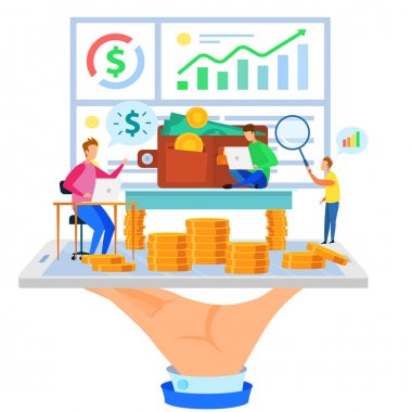 Dolar Cüzdan Karikatür İnsanlar Para Grafiği Büyüme