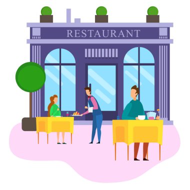 Garson Hizmet Gıda Cafe Müşteri Man Kadın Açık