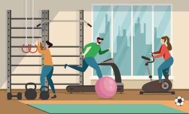 İnsanlar ve Spor Motivasyondüz Karikatür Afiş
