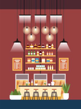 Vektör İllüstrasyon Coworking Lounge Alan Karikatür.