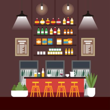 Vektör İllüstrasyon Coworking Cafe İç Daire.