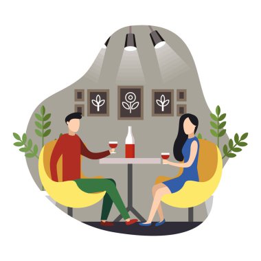 Coworking Restaurant Rekreasyon Alanı Karikatür Düz.