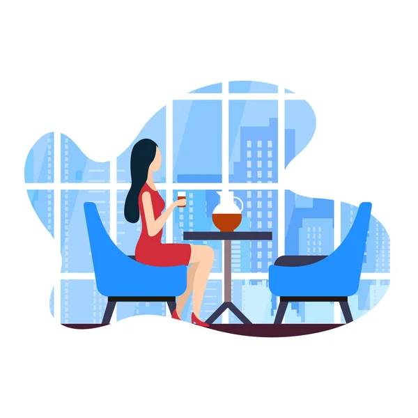 Vector illusztráció coworking Cafe Szabadidő lakás. — Stock Vector