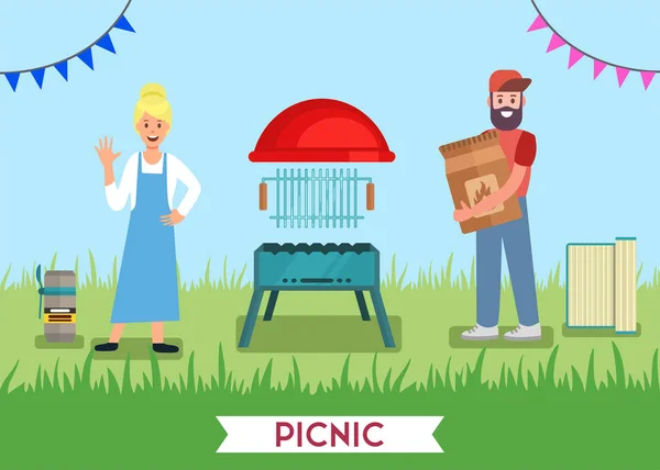 Picnic for Two Advertising BBQ Grill Shop Banner