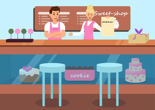 Cookies menu Sweet Shop reclame platte banner — Stockvector