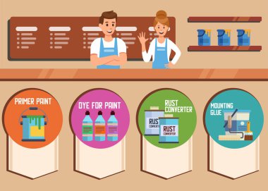 Donanım Online Mağaza veya Mağaza Vektör Düz Banner