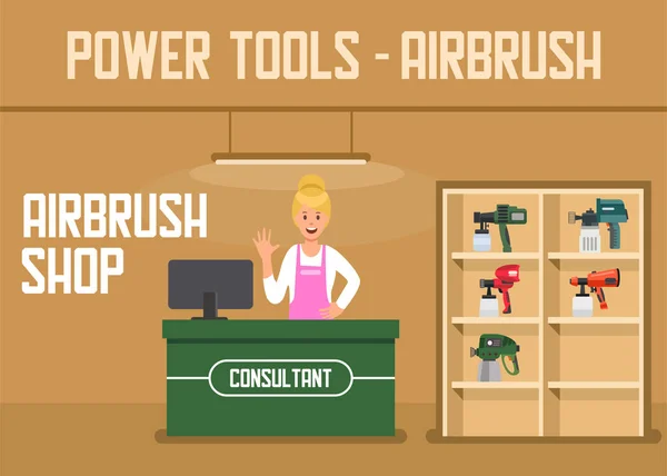 Airbrush Power Tools Online Shop Service banner — Vetor de Stock
