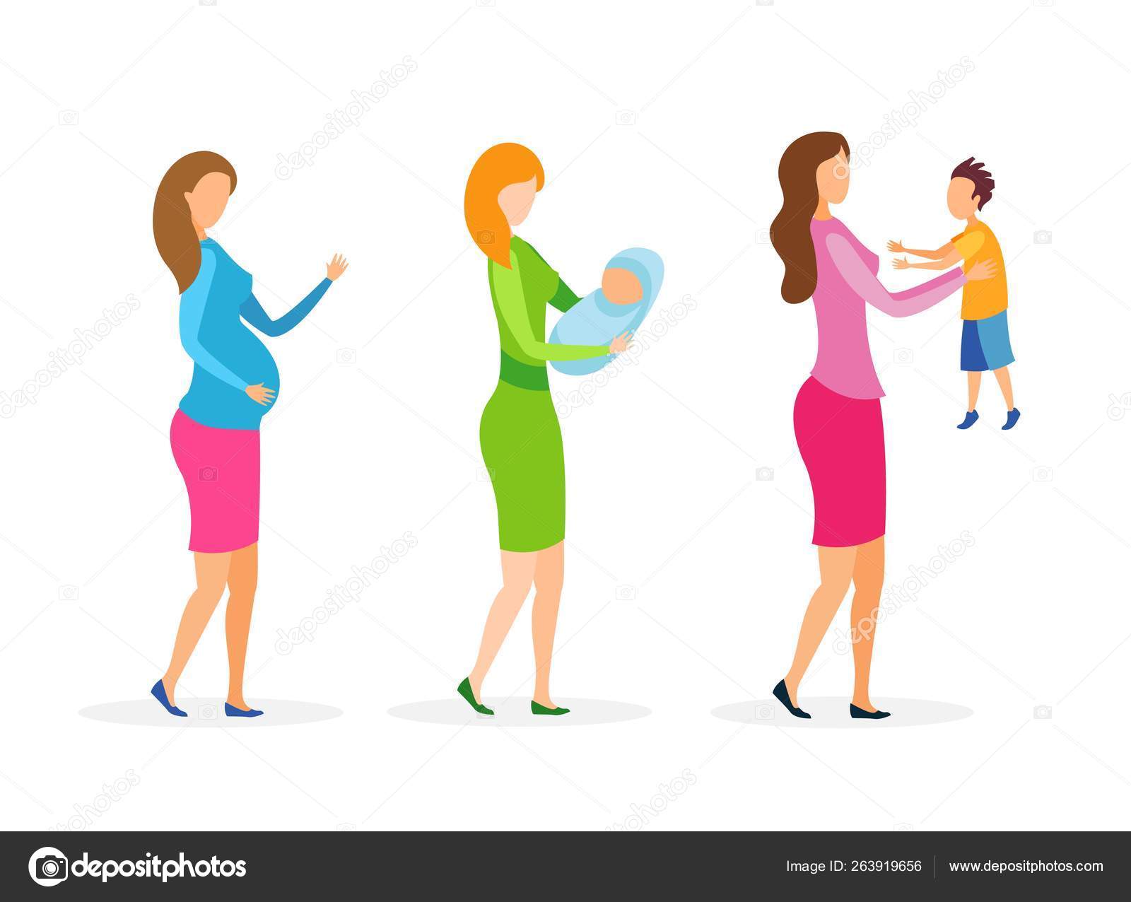 Maternity Stages, Mother Cartoon Characters Set Stock Vector Image by  ©.com #263919656