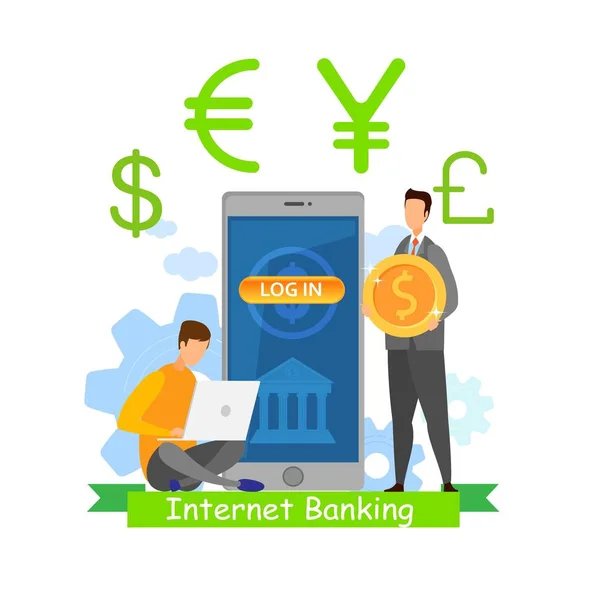 Internet Banking app lapos vektoros illusztráció — Stock Vector