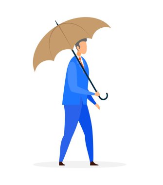Şemsiye düz vektör çizimli işadamı