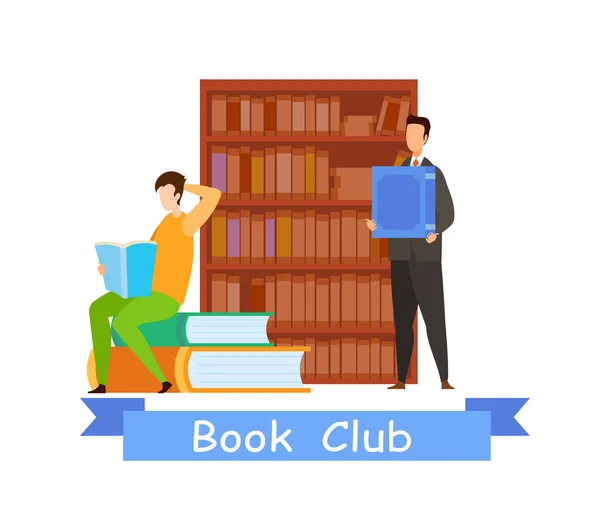 Book Club Web Banner Vector Template With Text — Stock Vector