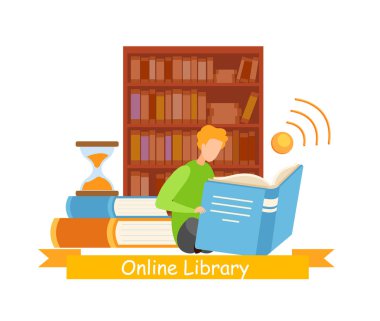 Bibliophile Kütüphane Web Banner Vektör Şablonu