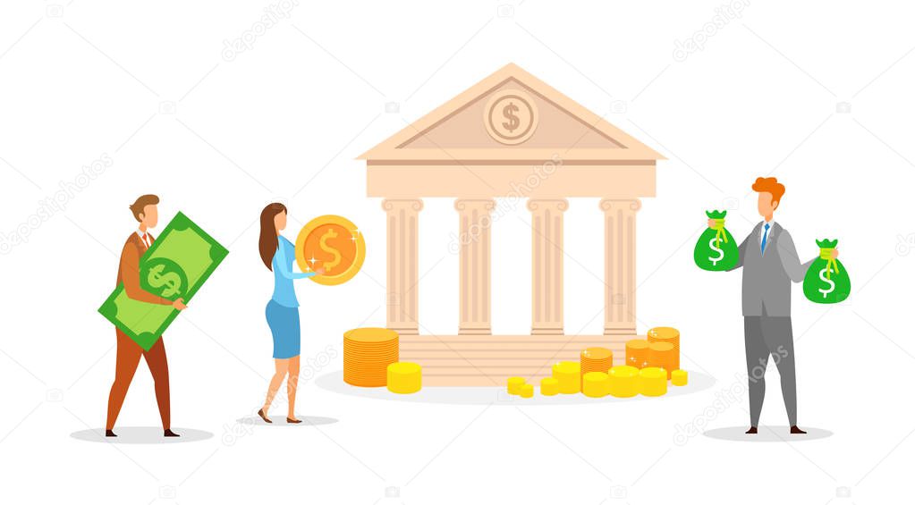 Banking, Cash Transactions Vector Illustration