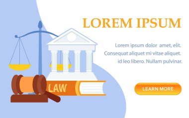 Law School Symbols Landing Page Vector Template clipart