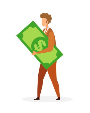 İşadamı, Finansör Düz Vektör İllüstrasyon