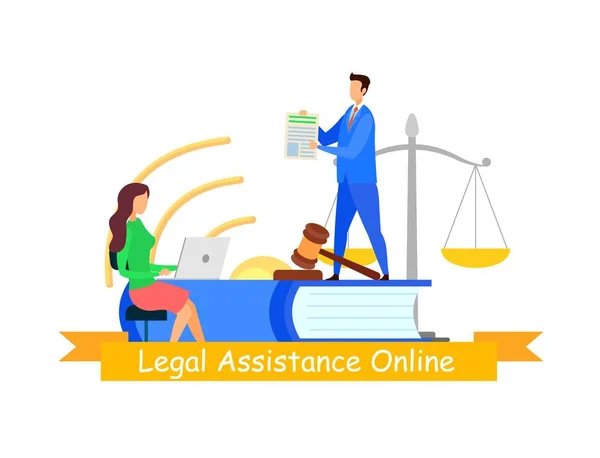 Legal Assistance Web Banner Modelo de vetor plano — Vetor de Stock