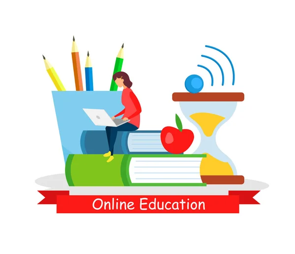 Online Education, egenföretagande platt Webbbanner — Stock vektor