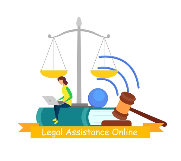 Assistência Jurídica, Consultoria Online Web Banner — Vetor de Stock
