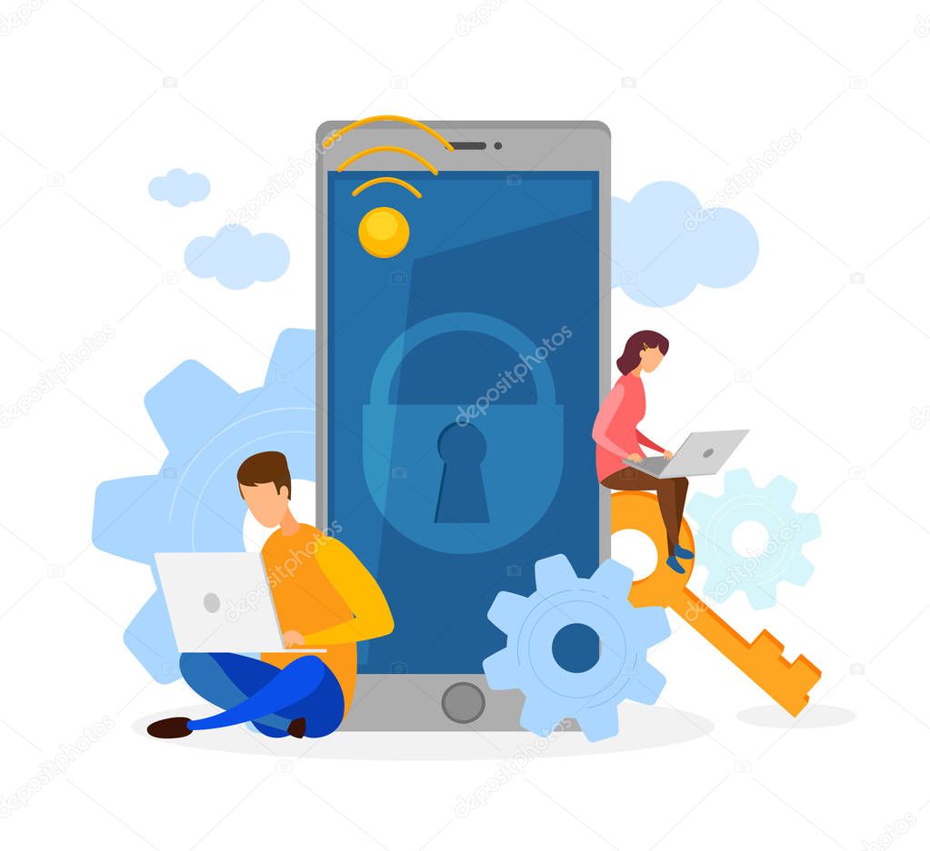 Data Protection, Cyber Security Flat Illustration