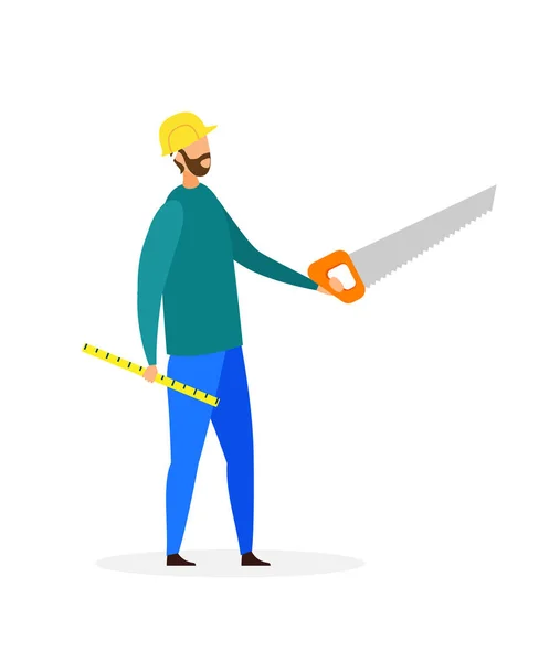 Handyman cu instrumente Flat Vector Illustration — Vector de stoc