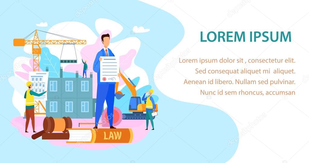 Labor and Construction Law Vector Landing Page