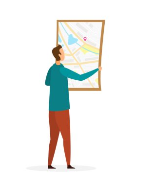 Adam Okuma Topografik Harita Vektör İllüstrasyon