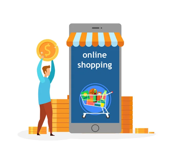 Online-Shopping Anwendung Vektor Illustration — Stockvektor