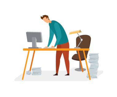 Evrak Vektör İllüstrasyon ile Overloaded Man