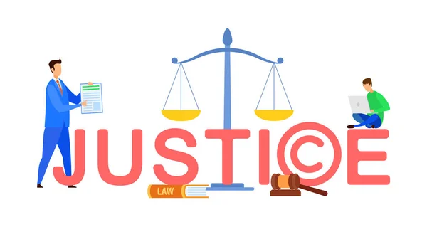Justice web banner cartoon template met tekst — Stockvector